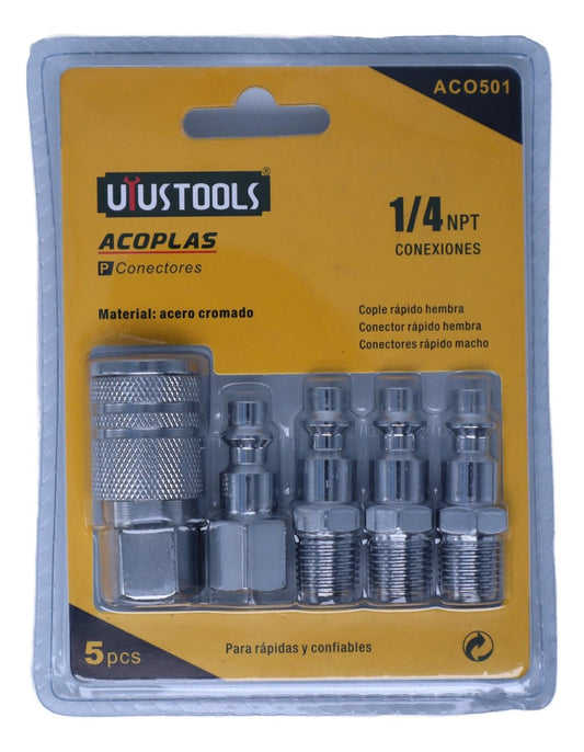 Set Acople Rapido Para Compresor 1/4 Npt Uyustools - Aco501 - Herram.cl