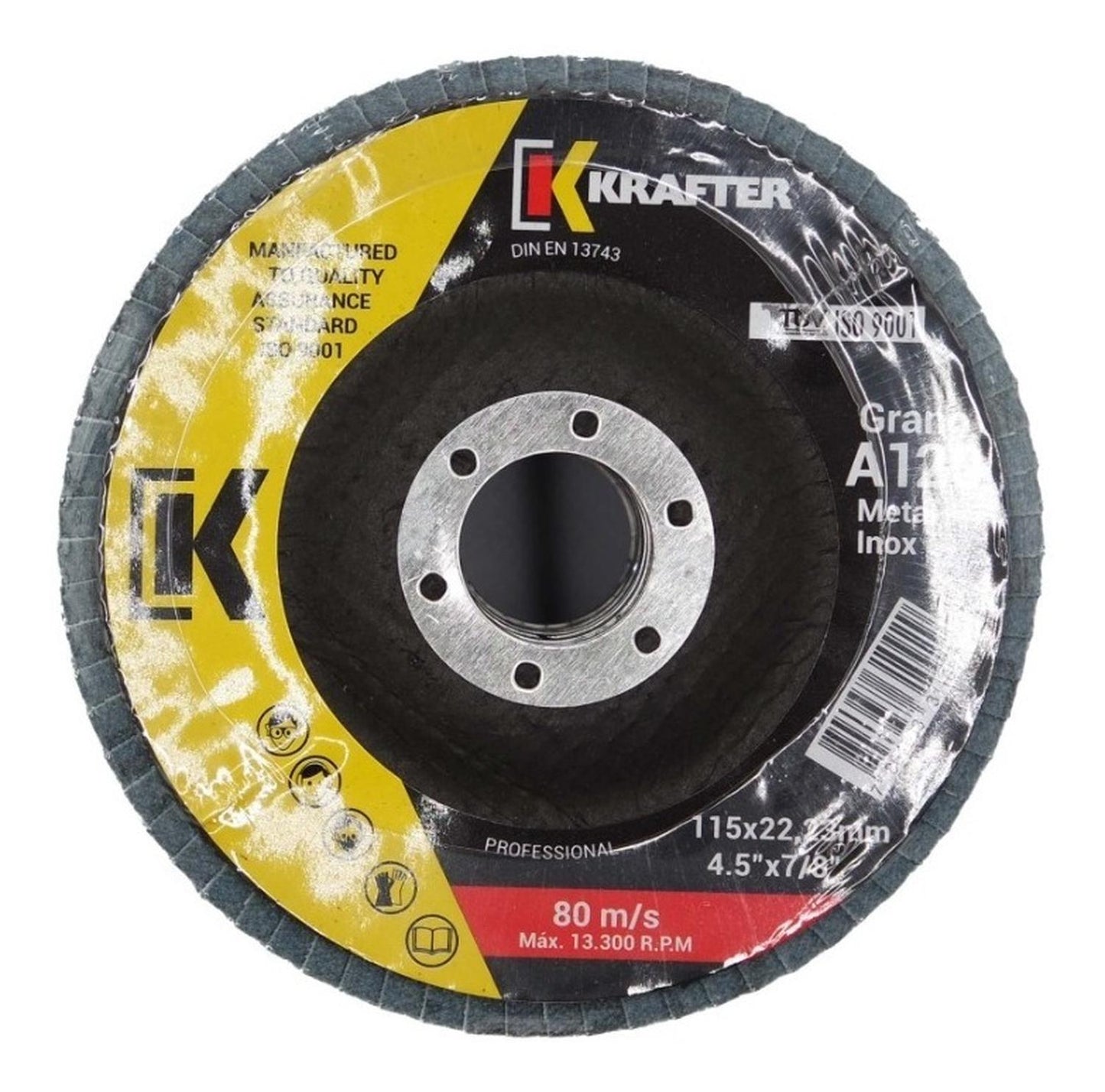 10 Discos Lija Flap Traslapado Krafter 115mm ( 4 1/2 ) G120 - Herram.cl