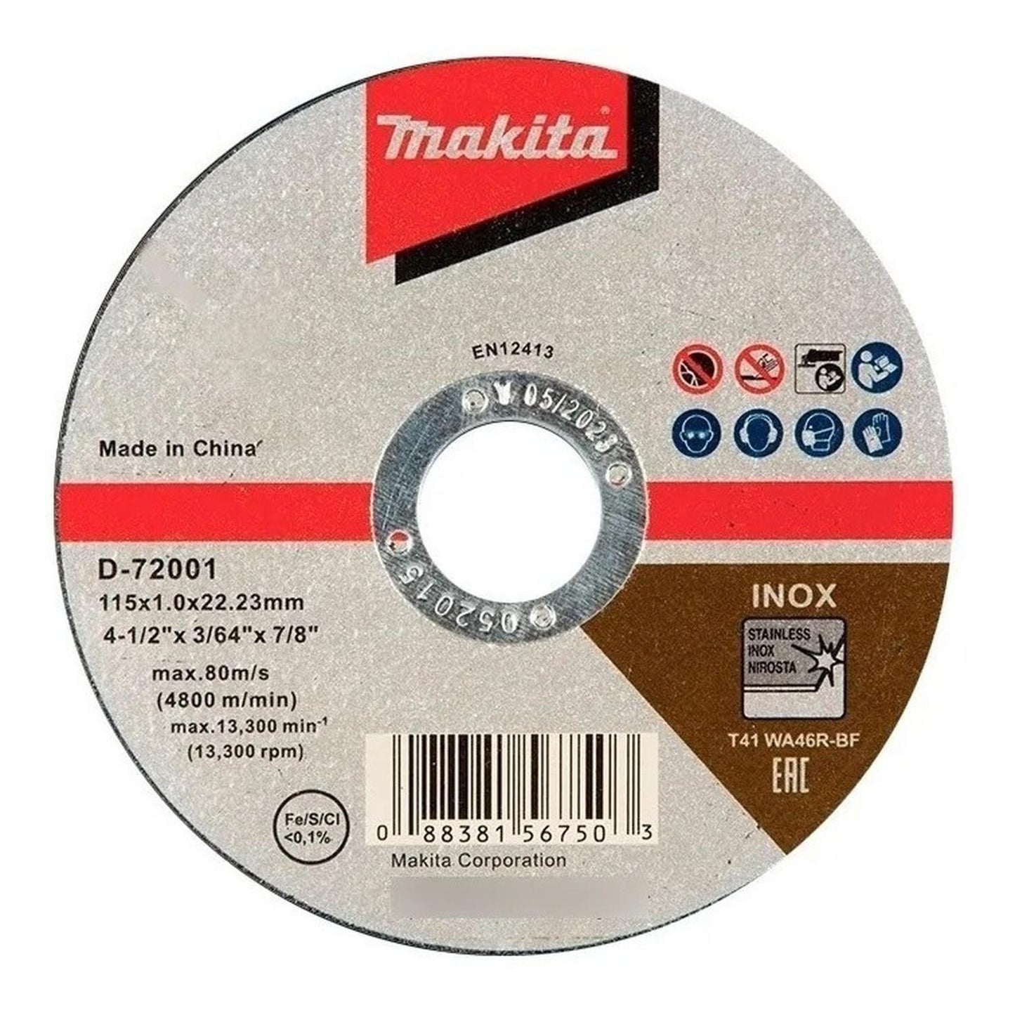 Pack 10 Discos Corte Acero Inox 4 - 1/2''X1mm - makita - Herram.cl