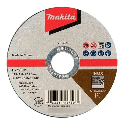 Pack 10 Discos Corte Acero Inox 4 - 1/2''X1mm - makita - Herram.cl