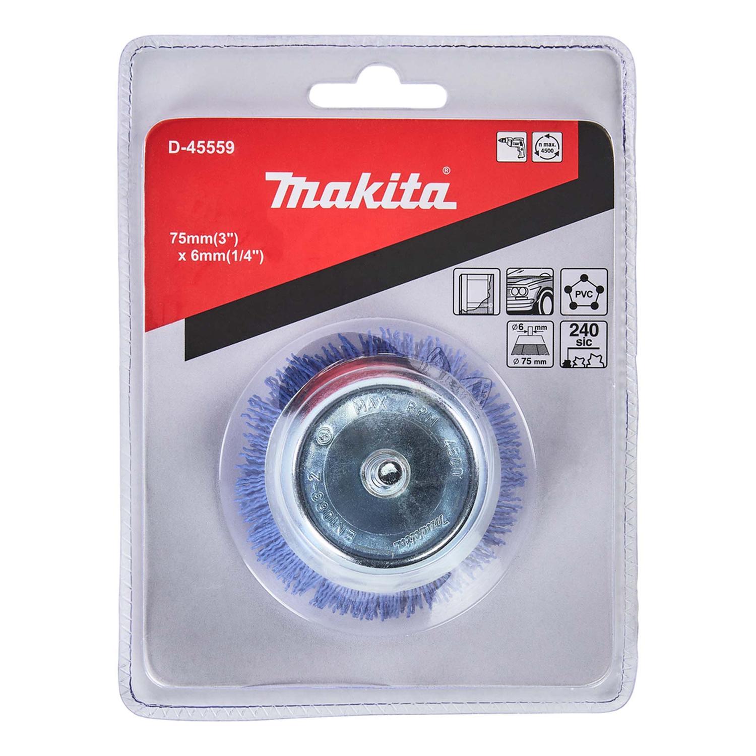 Grata Copa Nailon 75mm G240 Vástago 6mm - Makita - Herram.cl