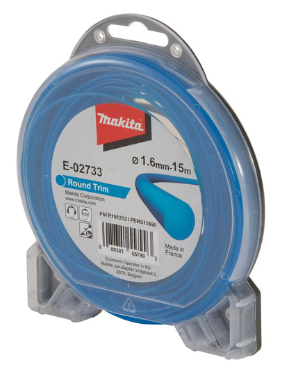 Hilo Nylon redondo azul 1,6mm X 15m Orilladora - Makita - Herram.cl