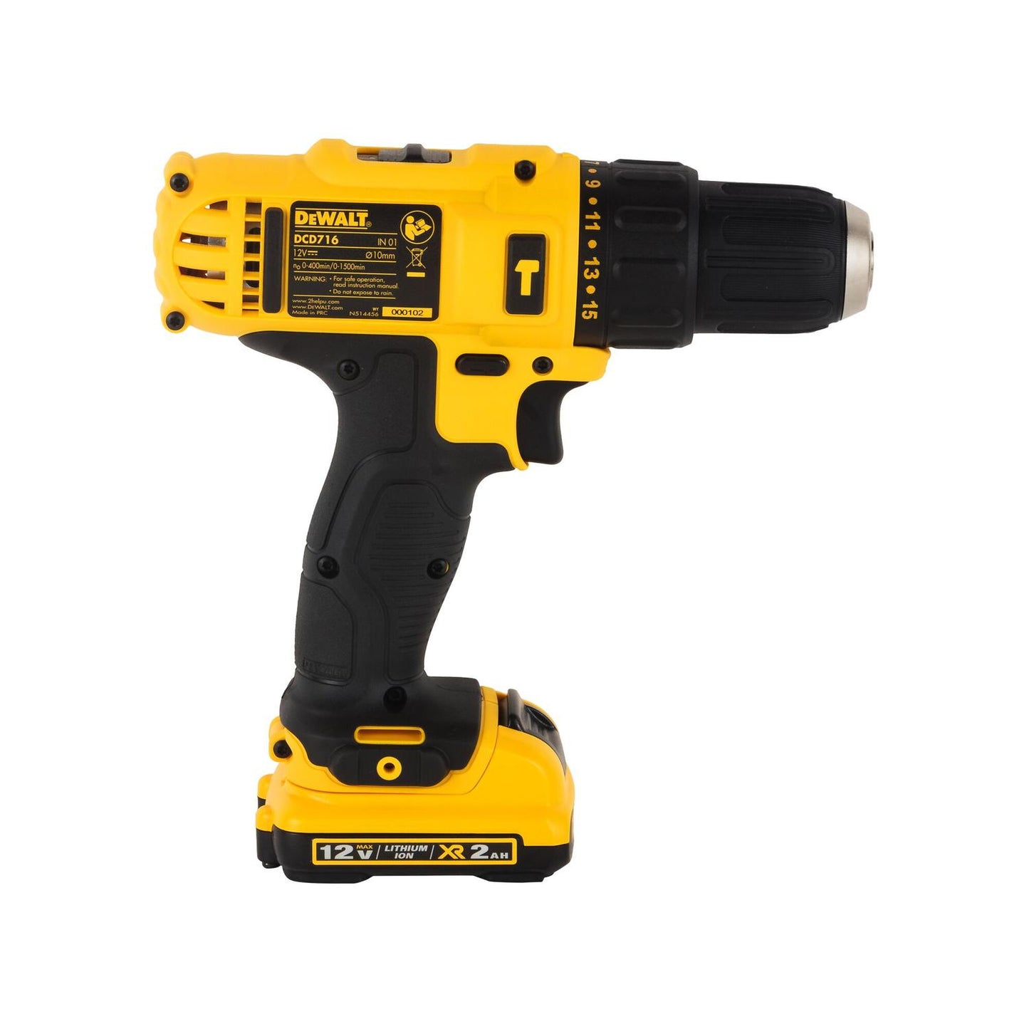 Taladro Percutor/Atornillador 12V/ 10mm DCD716D2 - B2 - Dewalt - Herram.cl
