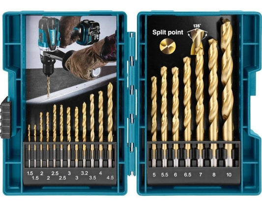 Set 19 Brocas HSS - tin Metal Surtido Makita B - 67795 - Herram.cl