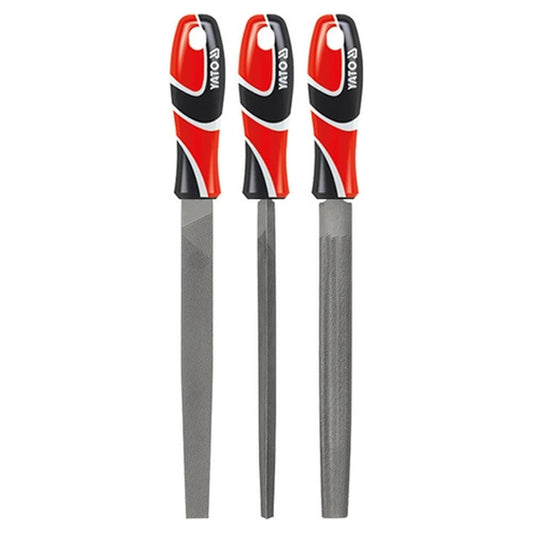 Juego 3 Limas Metal YATO YT-6237 250mm Plana Media Redonda - Herram.cl