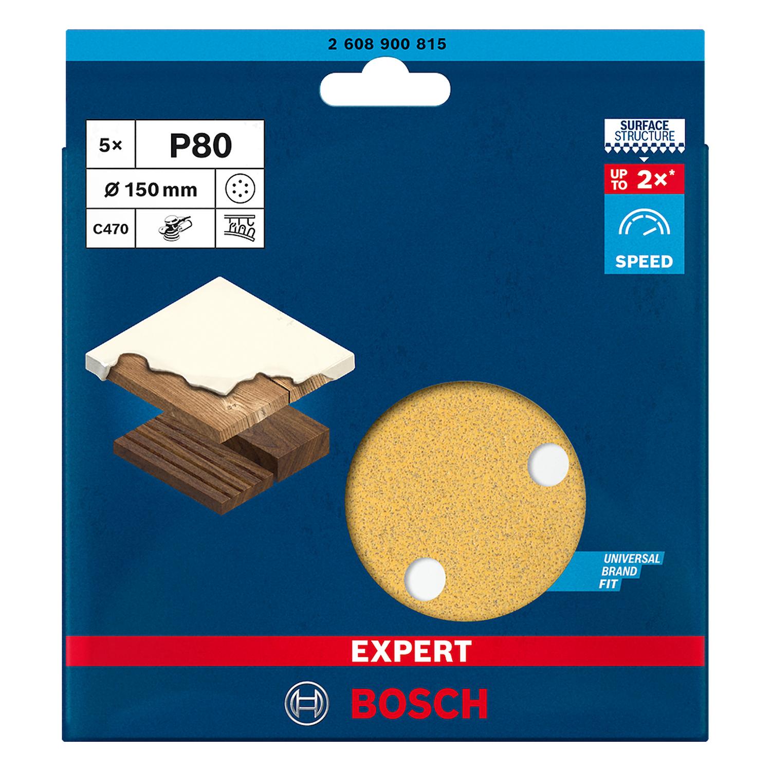 Pack 5 Discos de Lija EXPERT C470 6'' (150mm) - Bosch - Herram.cl