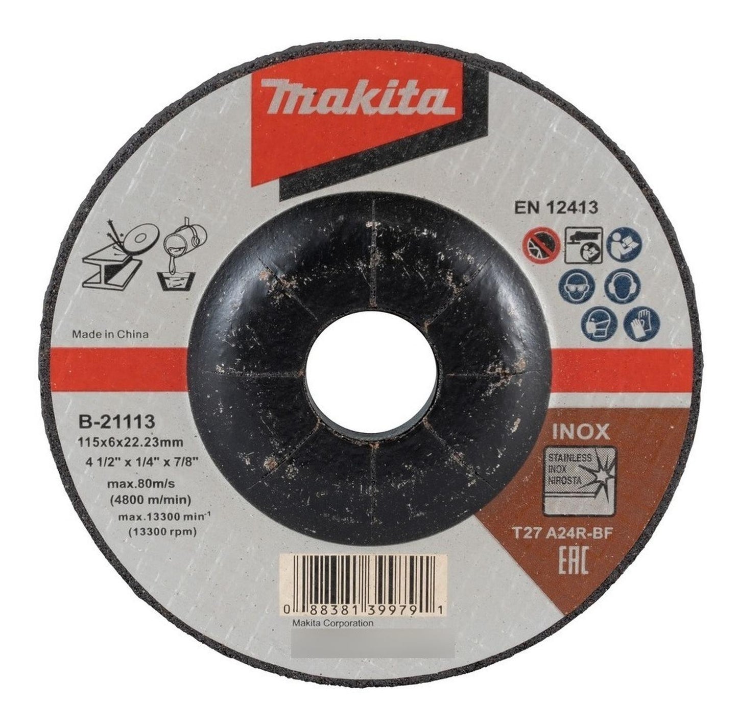 Disco de Desbaste Inox 4 1/2'' X 6mm A24R - Makita - Herram.cl