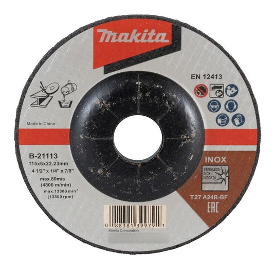 Disco de Desbaste Inox 4 1/2'' X 6mm A24R - Makita - Herram.cl
