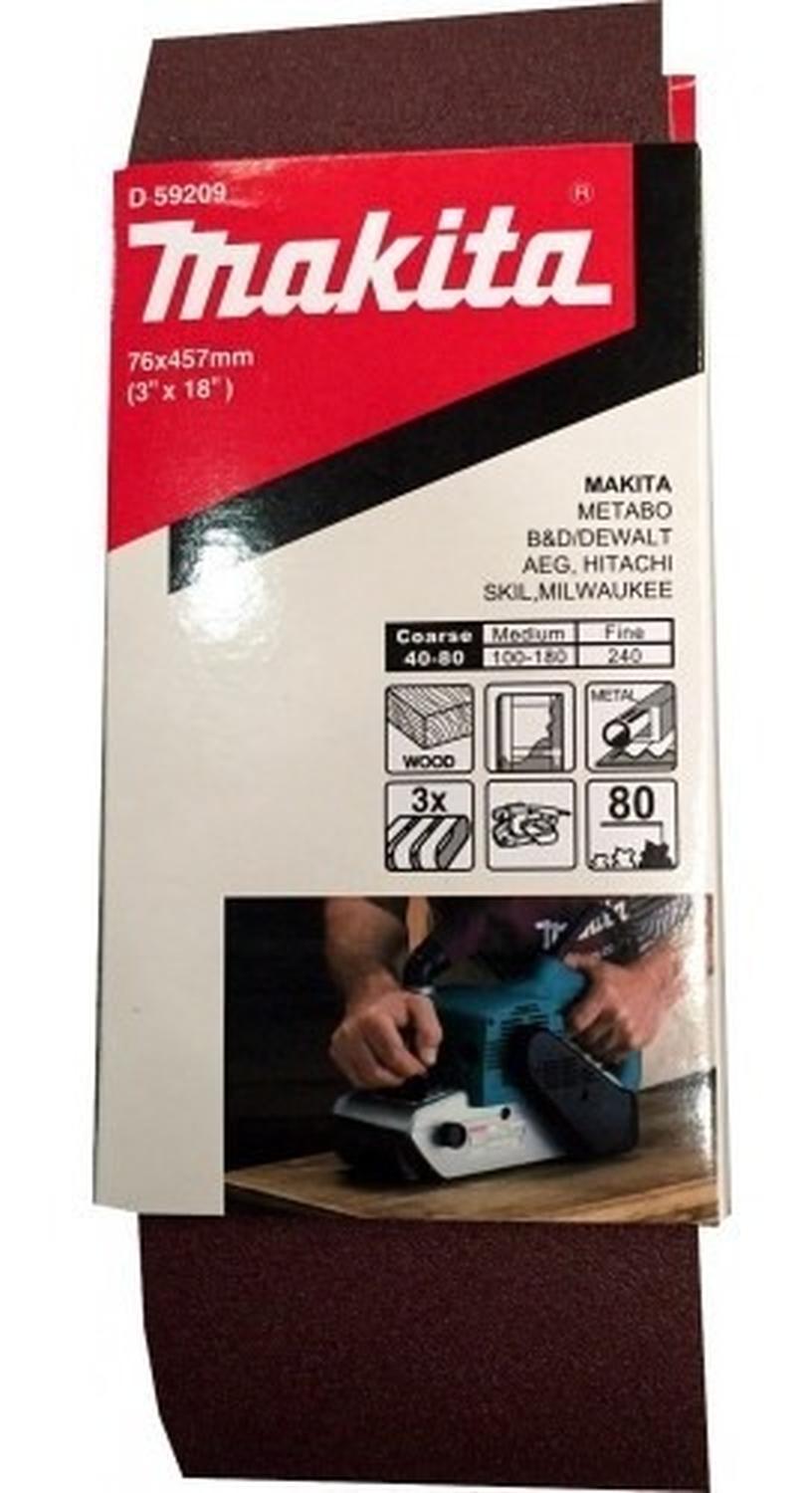 Pack 3 Lijas De Banda 3''x18'' (76x457mm) - Makita - Herram.cl