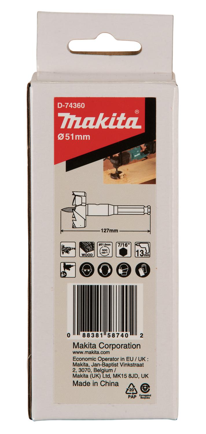 Broca Autoalimentada Para Madera 51 X 127mm Hex. - Makita - Herram.cl