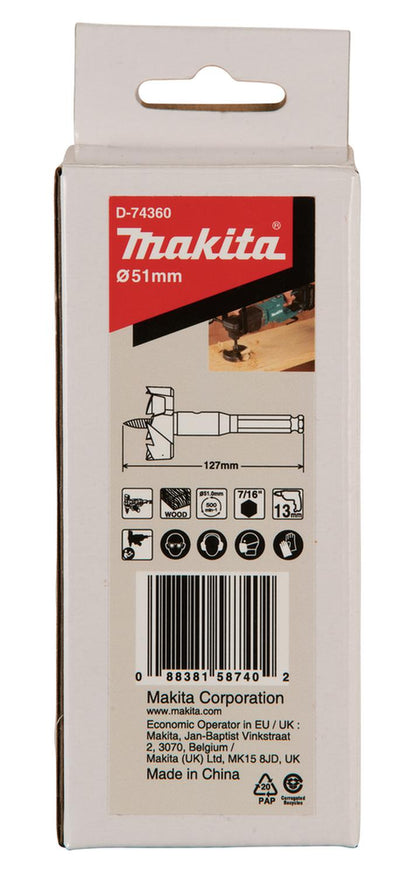 Broca Autoalimentada Para Madera 51 X 127mm Hex. - Makita - Herram.cl