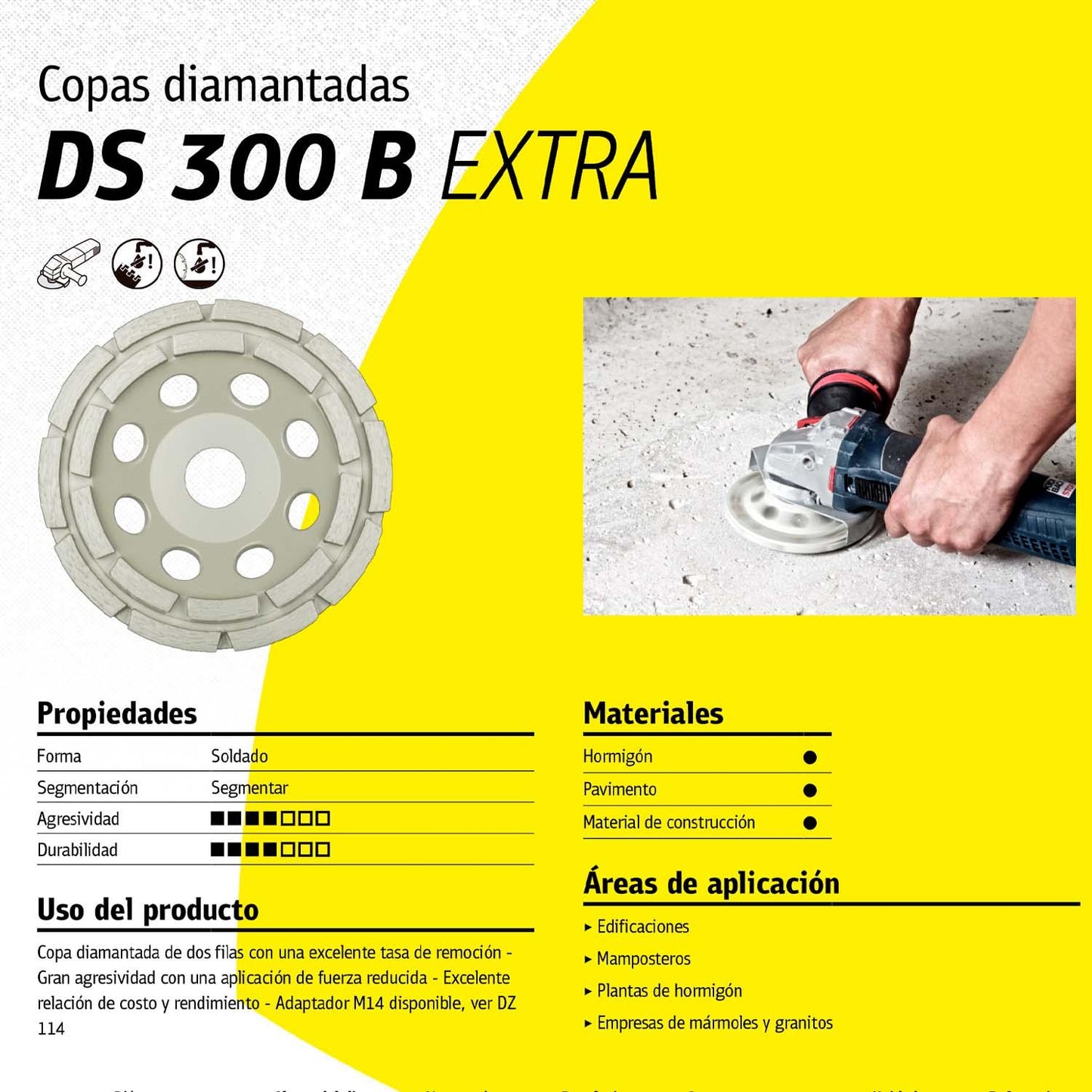 Copa Diamantada Doble Segmento DS300B 7'' - Klingspor - Herram.cl