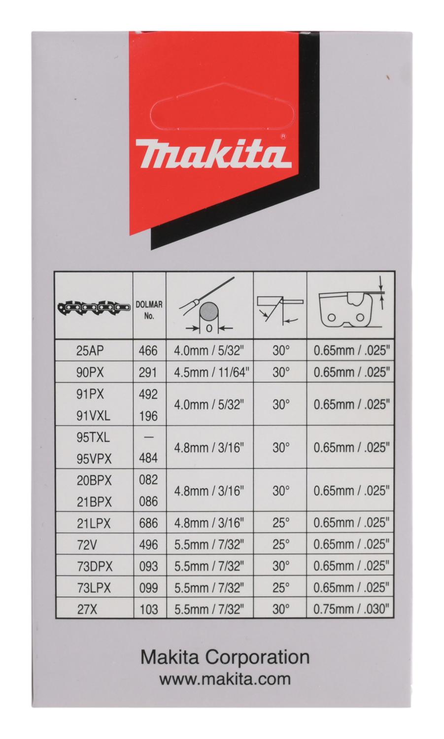 Cadena Podadora De Altura 12''/3/8''/1,1mm/46 Eslab - Makita - Herram.cl