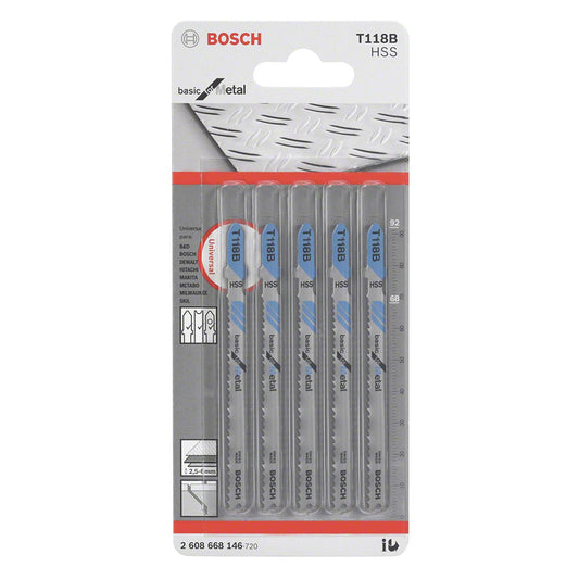 Juego de 5 Hojas de Calar HSS para Metal T118B 5 Pzas - Bosch - Herram.cl