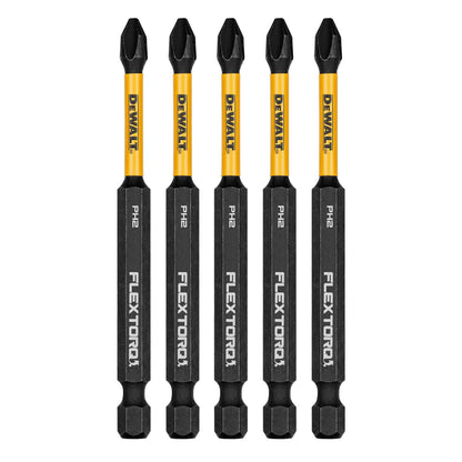 Puntas FLEXTORQ PH2 3 - 1/2'' (88.9mm) 5 Pzas - DeWALT - Herram.cl