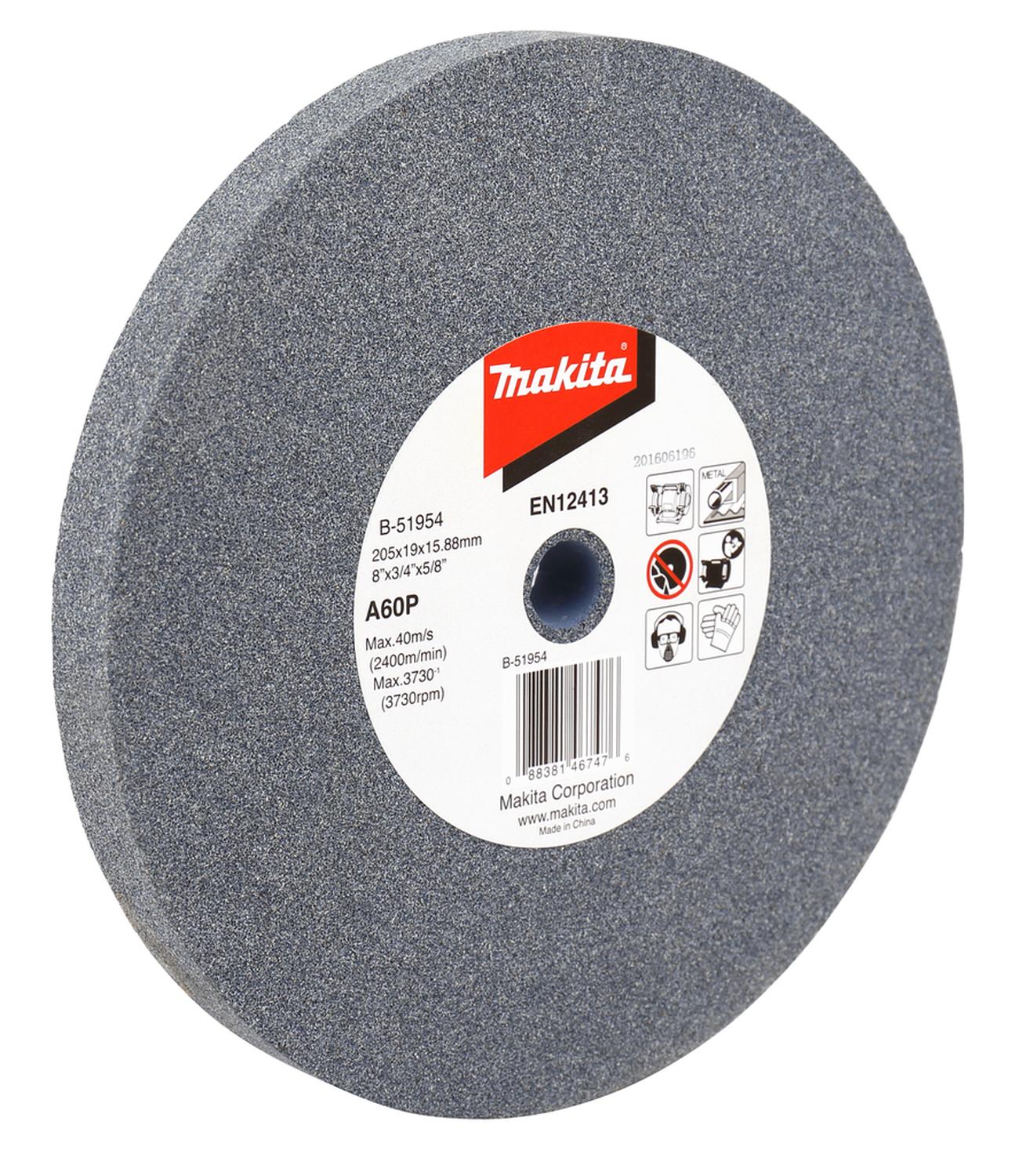 Piedra Para Esmeril de Banco 8''x3/4''x5/8'' A60P - Makita - Herram.cl