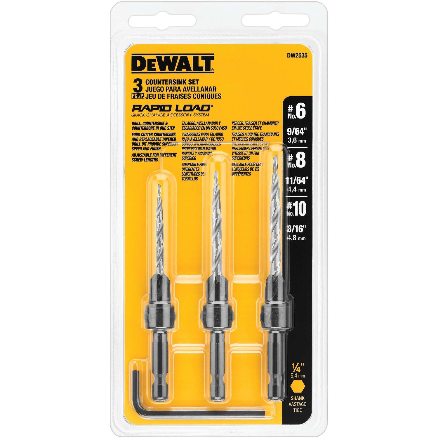 Juego De Brocas Avellanadoras  6, 8, 10 - 3 Pzas - DeWALT - Herram.cl