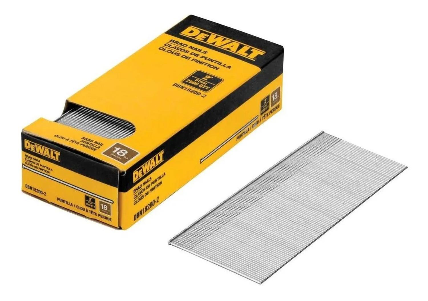 Caja De 2500 Clavos De Puntilla 18ga 2'' DBN18200 - 2 - DeWALT - Herram.cl