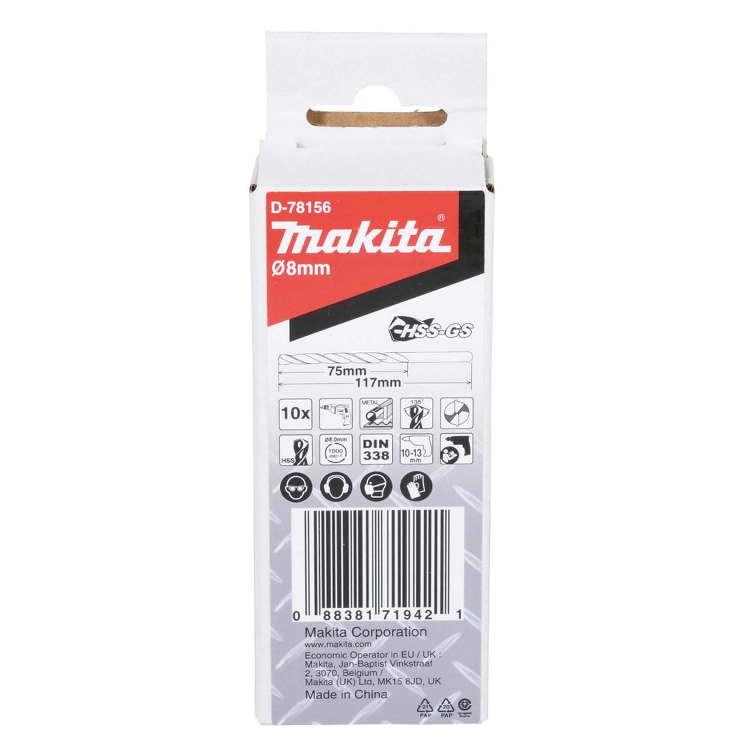 Pack 10 Brocas Para Metal HSS - GS 8x117mm - Makita - Herram.cl