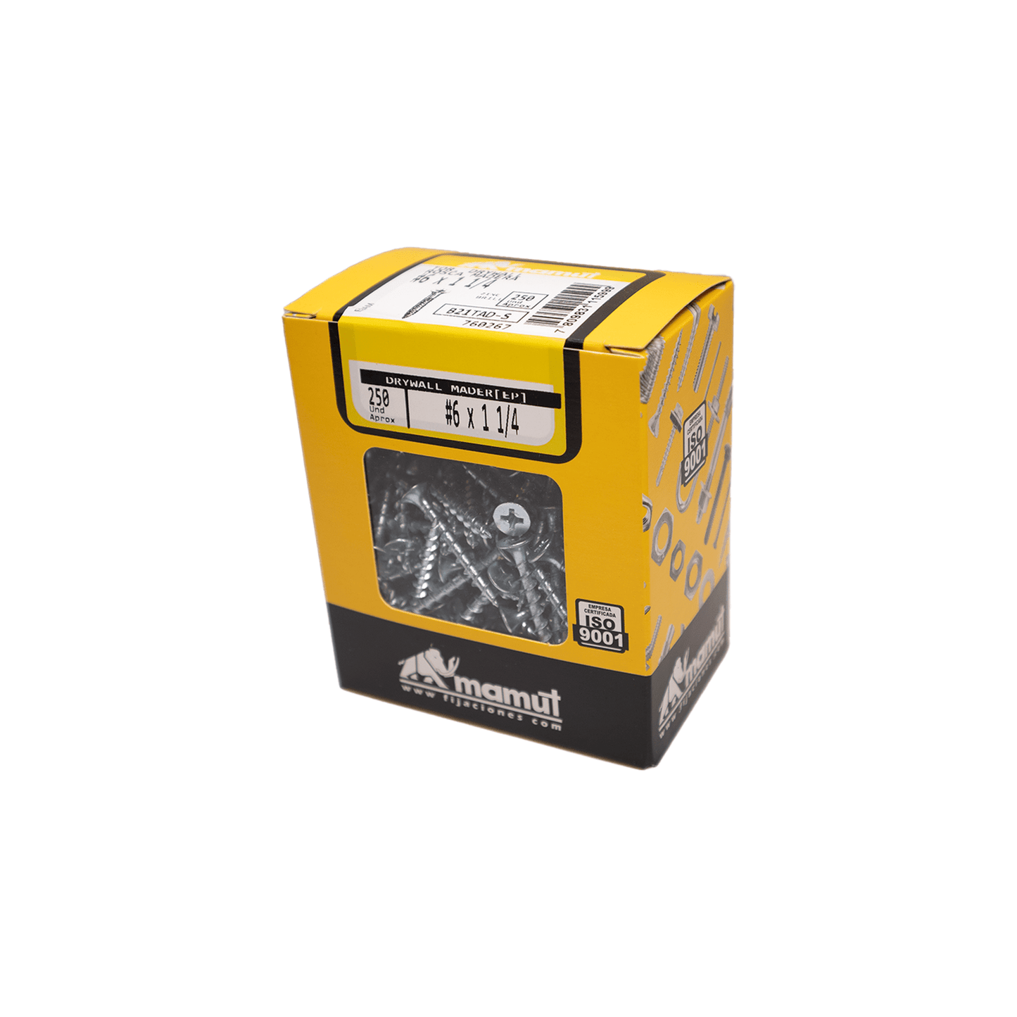 Tornillo Dry Rosca Mad Zn Crs  6 - 9 X 1 1/4''(250 U) - Mamut - Herram.cl