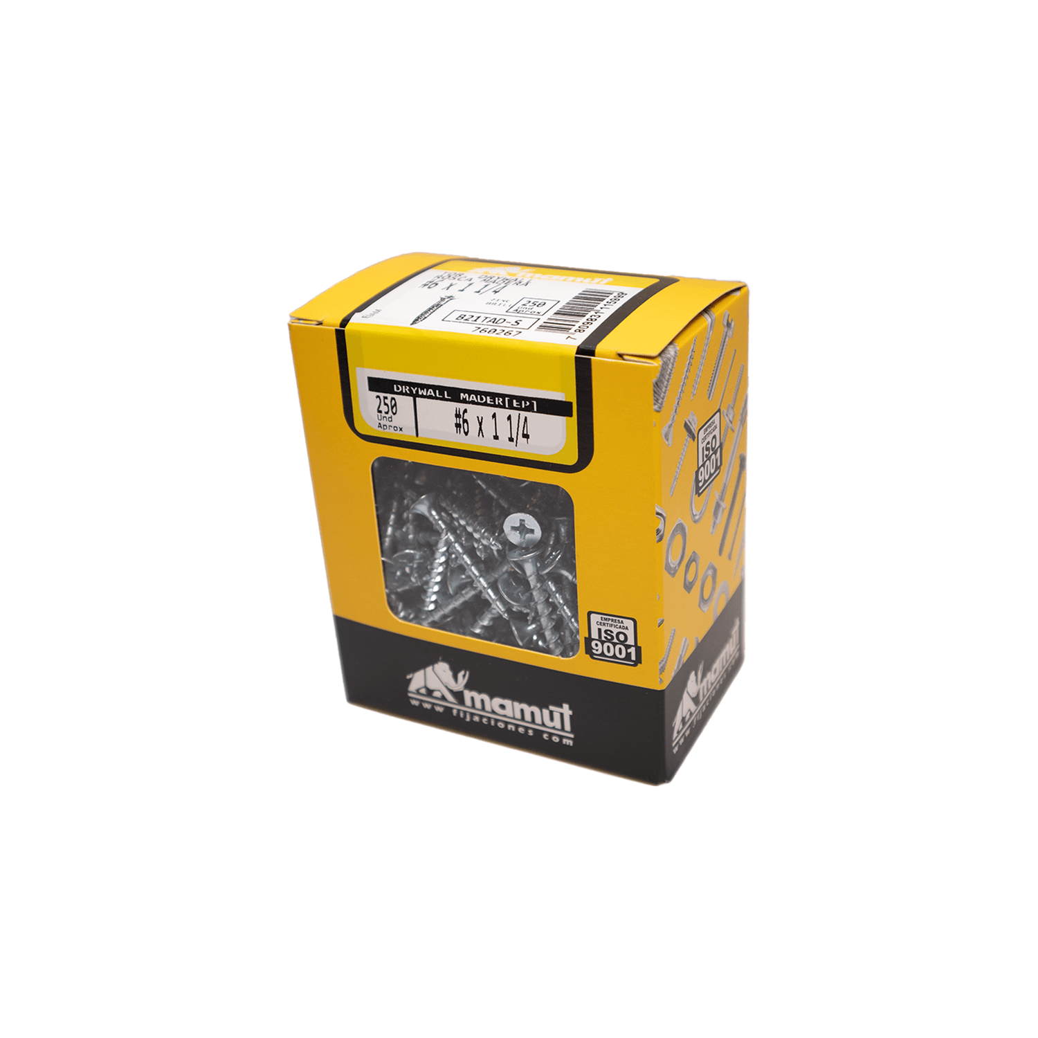 Tornillo Dry Rosca Mad Zn Crs  6 - 9 X 1 1/4''(250 U) - Mamut - Herram.cl