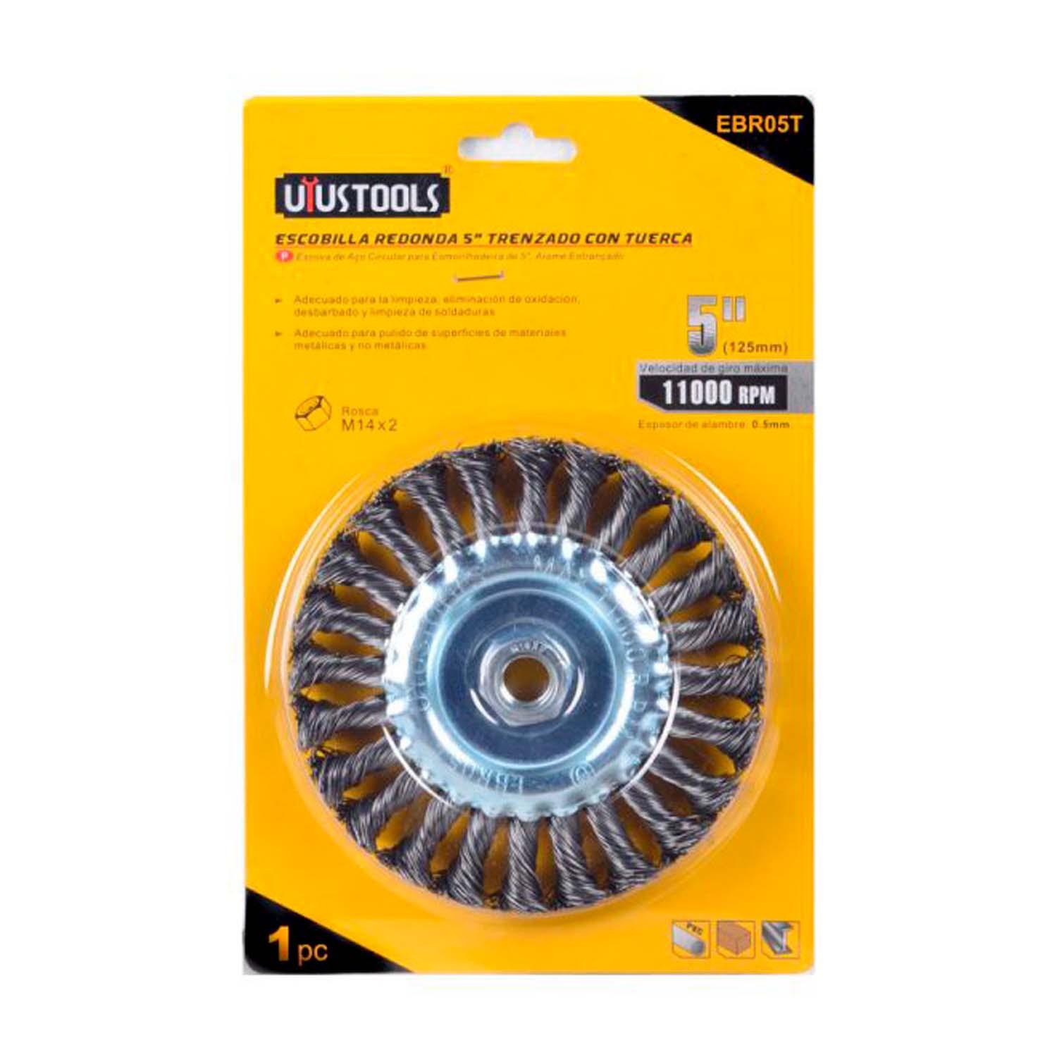 Grata Circular Plana Acero Trenzada 5''x0,5mm / M14 - Uyustools - Herram.cl