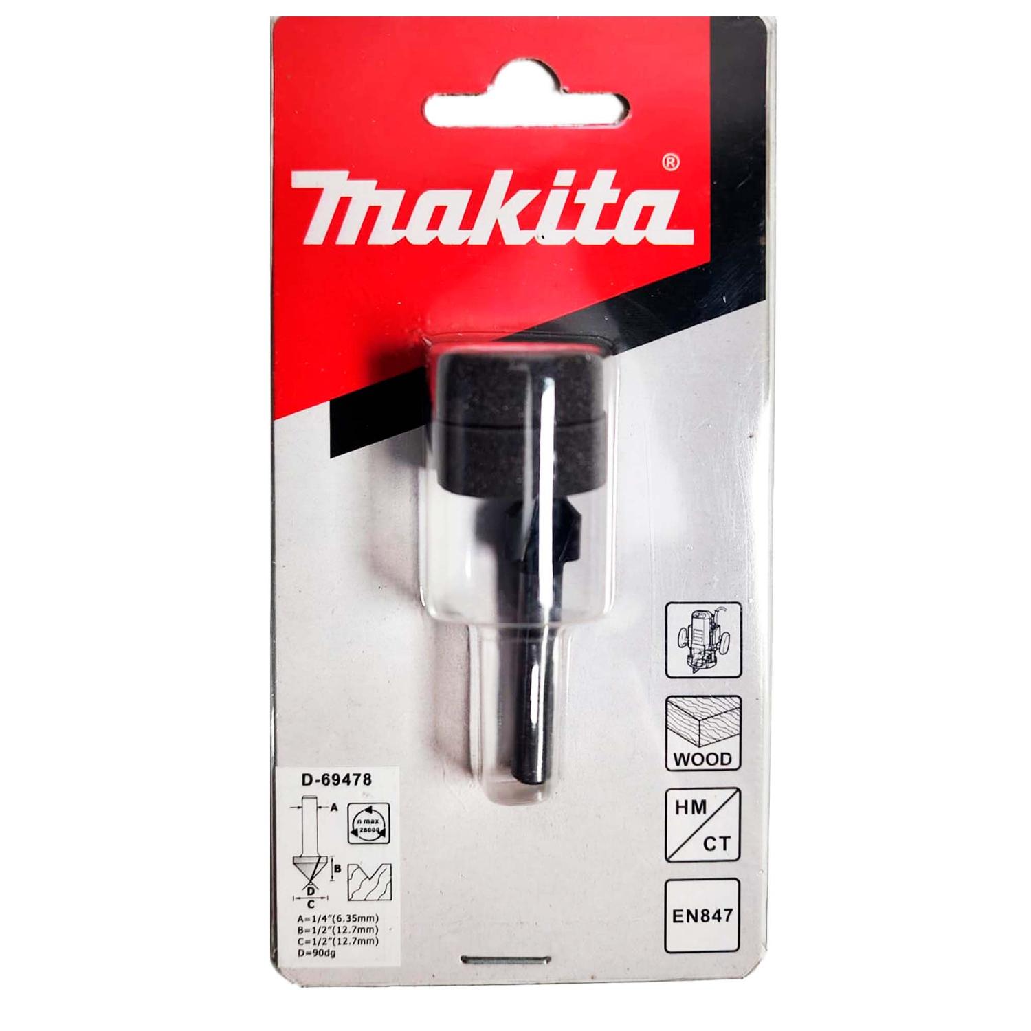 Fresa Ranurar En V 90ºx1/2''x1/2'' Toma 1/4'' - Makita - Herram.cl