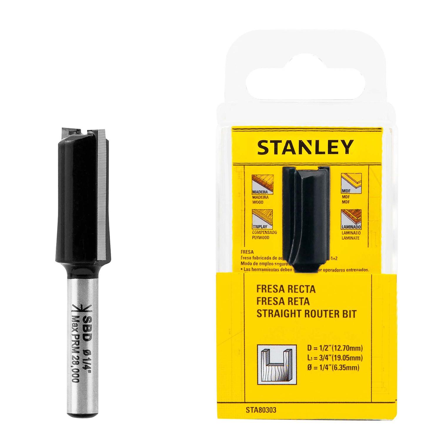 Fresa Recta Toma 1/4'' 1/2''x3/4'' - Stanley - Herram.cl