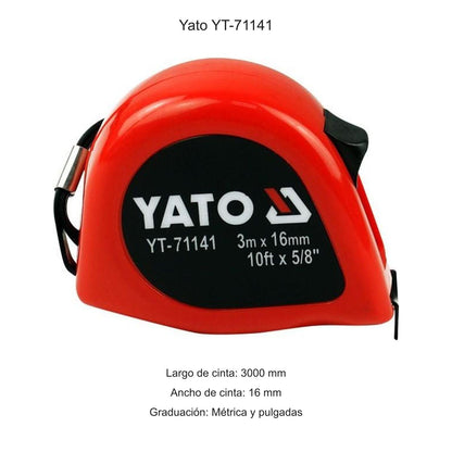 Huincha Medir 3m Cinta 16mm Yato YT-71141 - Herram.cl