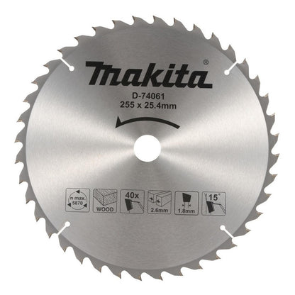 Disco Sierra Circular Makita 10'' (255mm) 25,4mm 40 Dientes - Herram.cl