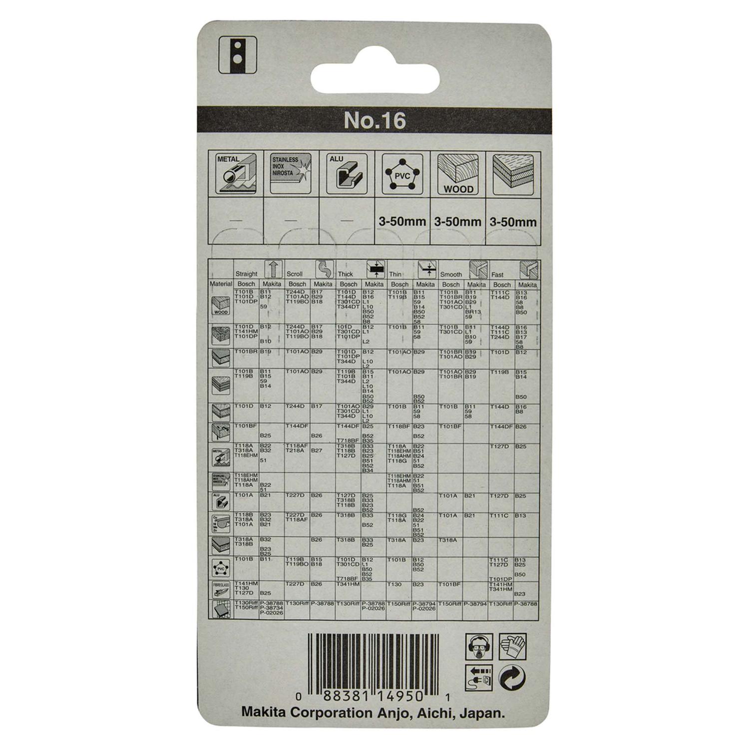 Hoja de Calar N°16 HCS 82mm Madera, Plástico 5 Pzas - Makita - Herram.cl
