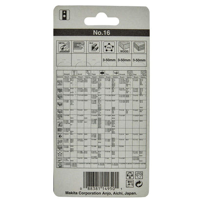 Hoja de Calar N°16 HCS 82mm Madera, Plástico 5 Pzas - Makita - Herram.cl