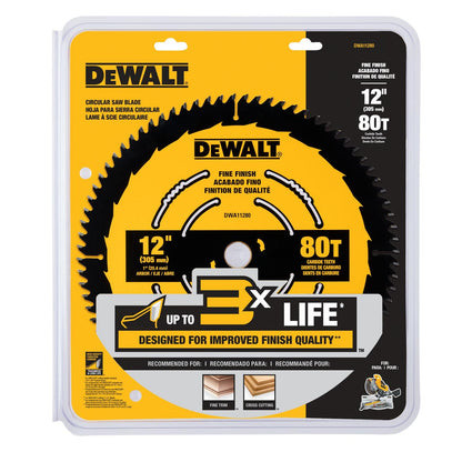 Disco De Sierra 12'' Eje 1'' 80 D Acabado Fino - DeWALT - Herram.cl