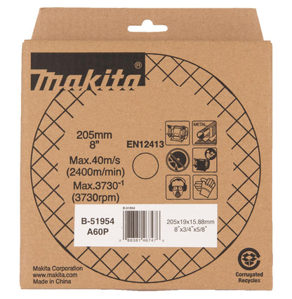 Piedra Para Esmeril de Banco 8''x3/4''x5/8'' A60P - Makita - Herram.cl