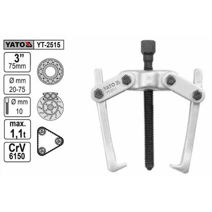 Extractor de Engranajes y Rodamientos 2 Brazos 75mm - Yato - Herram.cl
