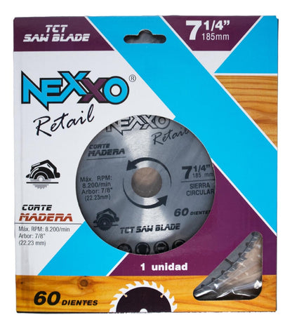 Disco Sierra Circular 7 1/4'' ( 185mm) 24 Dientes - Nexxo - Herram.cl