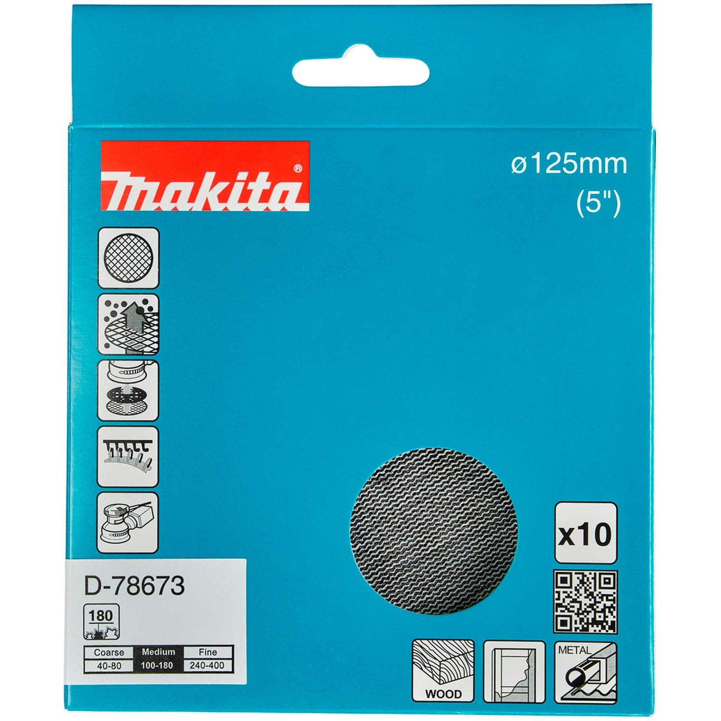 Pack 10 Discos Malla Abrasiva con Velcro 5'' (125mm) - Makita - Herram.cl