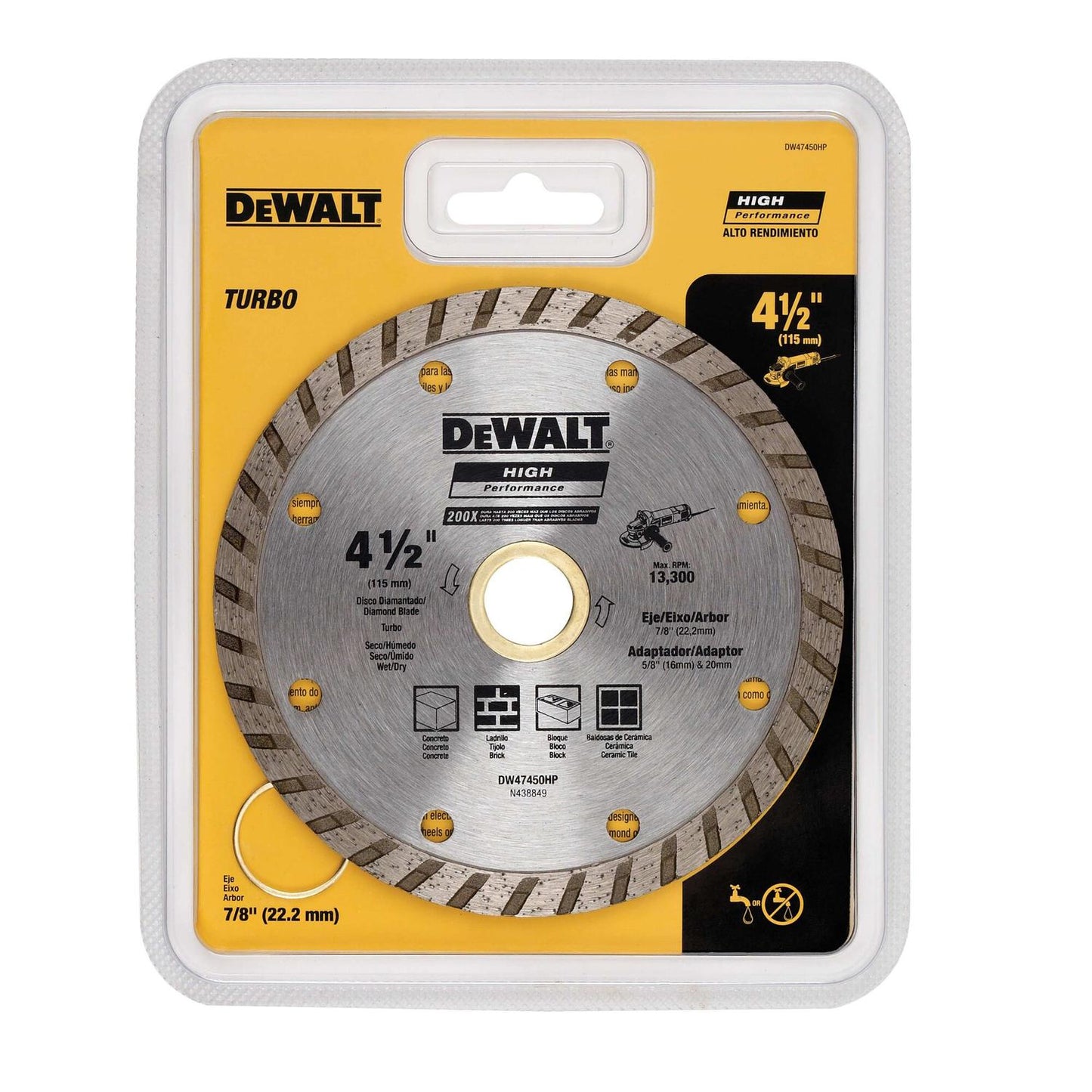 Disco Diamantado Turbo 4 - 1/2'' (115mm) - DeWALT - Herram.cl