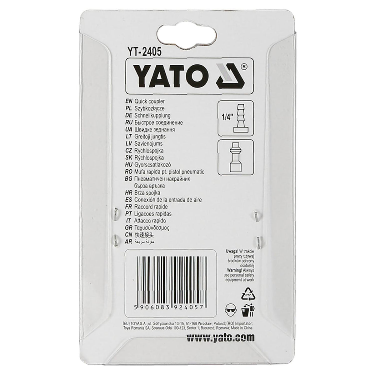 Acople Rápido Neumático YATO YT-2405 1/4" Acero Niquelado - Herram.cl