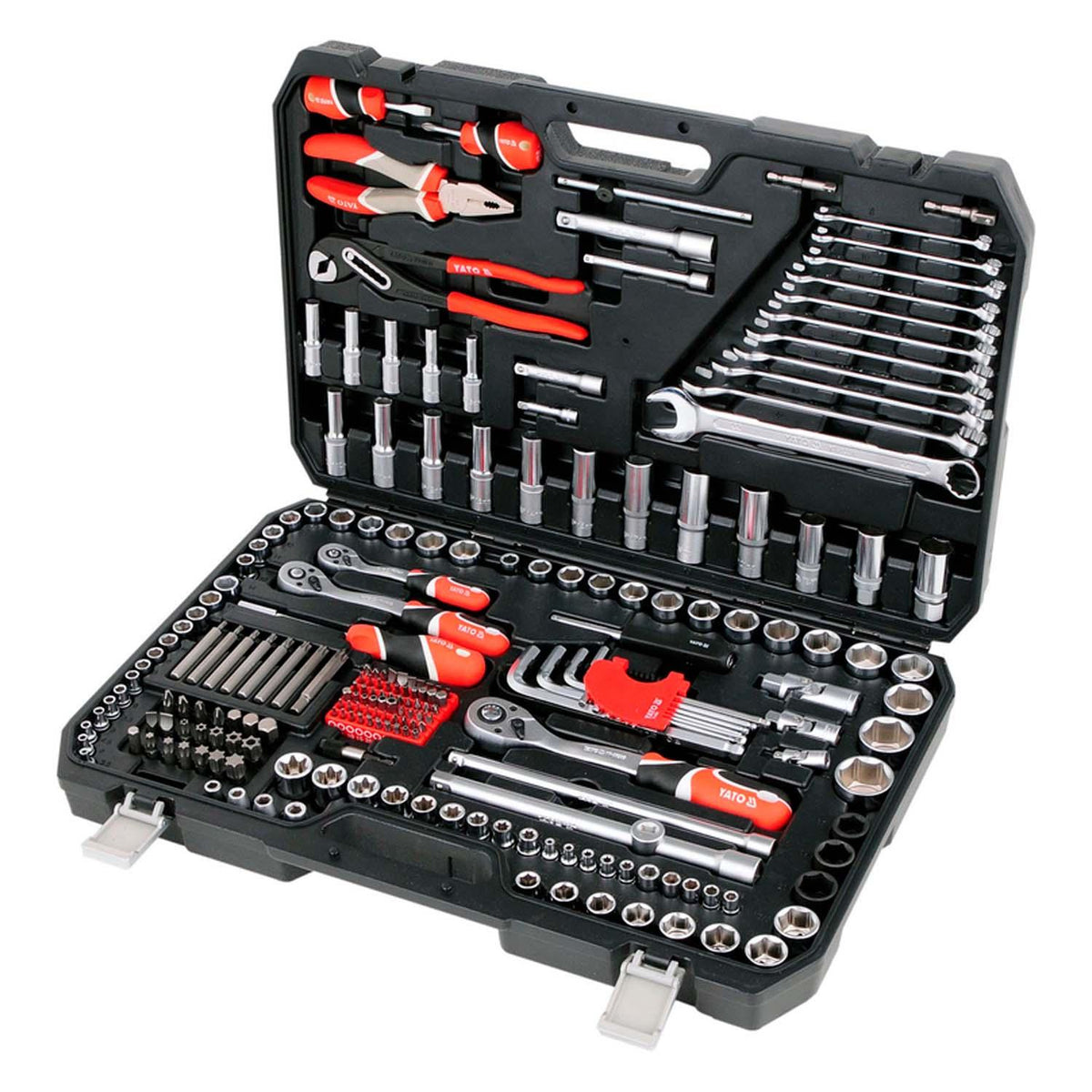 Juego de dados 1/4'';3/8'';1/2'' y herramientas 225 Pzs Yato - Herram.cl