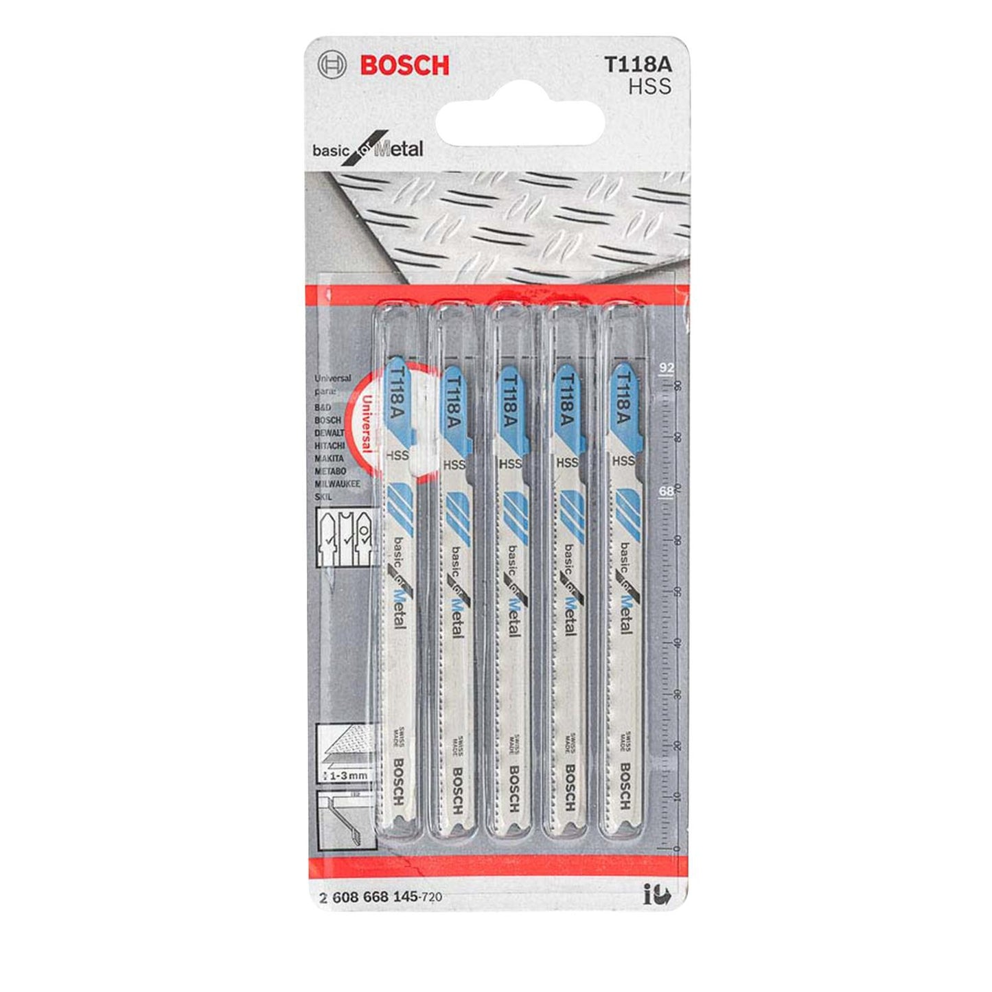 Hoja de Sierra caladora T118A Bosch Basic for metal 5 unidades - Herram.cl