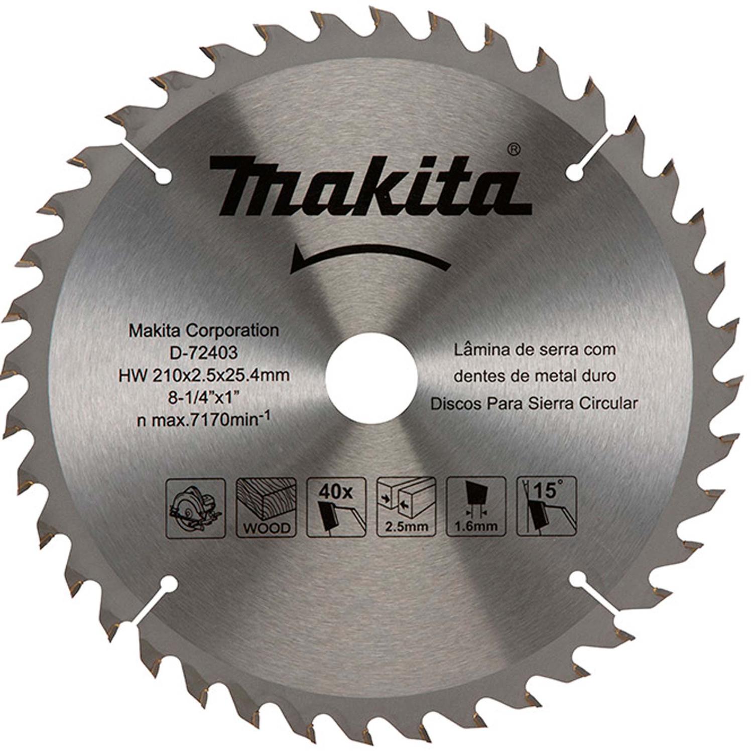 Disco De Sierra 8 - 1/4''x2,5x25,4mm 40 D Madera - Makita - Herram.cl