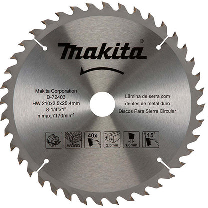 Disco De Sierra 8 - 1/4''x2,5x25,4mm 40 D Madera - Makita - Herram.cl