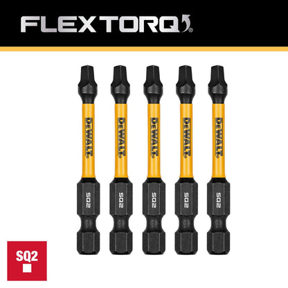 Puntas FLEXTORQ SQ2 - 2 - 1/4'' (57.15mm) 5 Pzas - DeWALT - Herram.cl