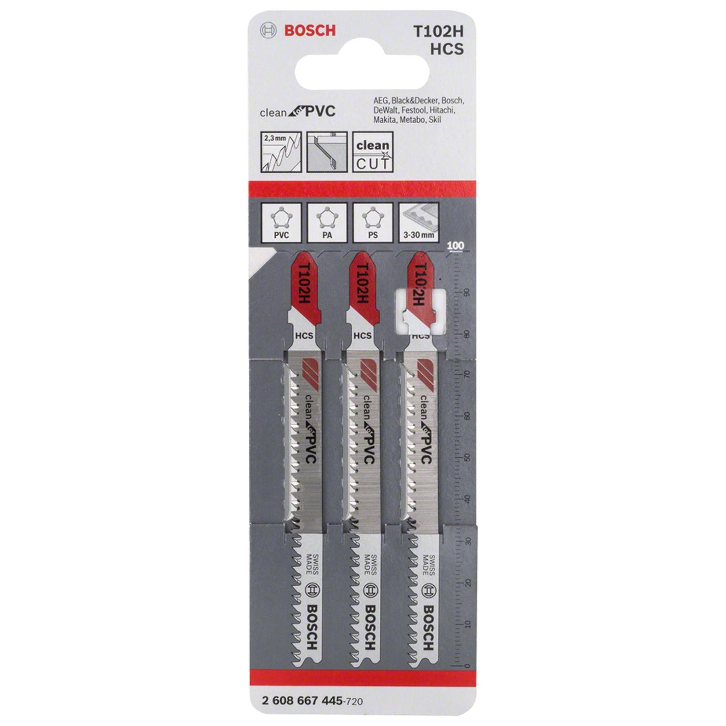 Hoja de calar HCS PVC 100mm 3 Pzas - Bosch - Herram.cl