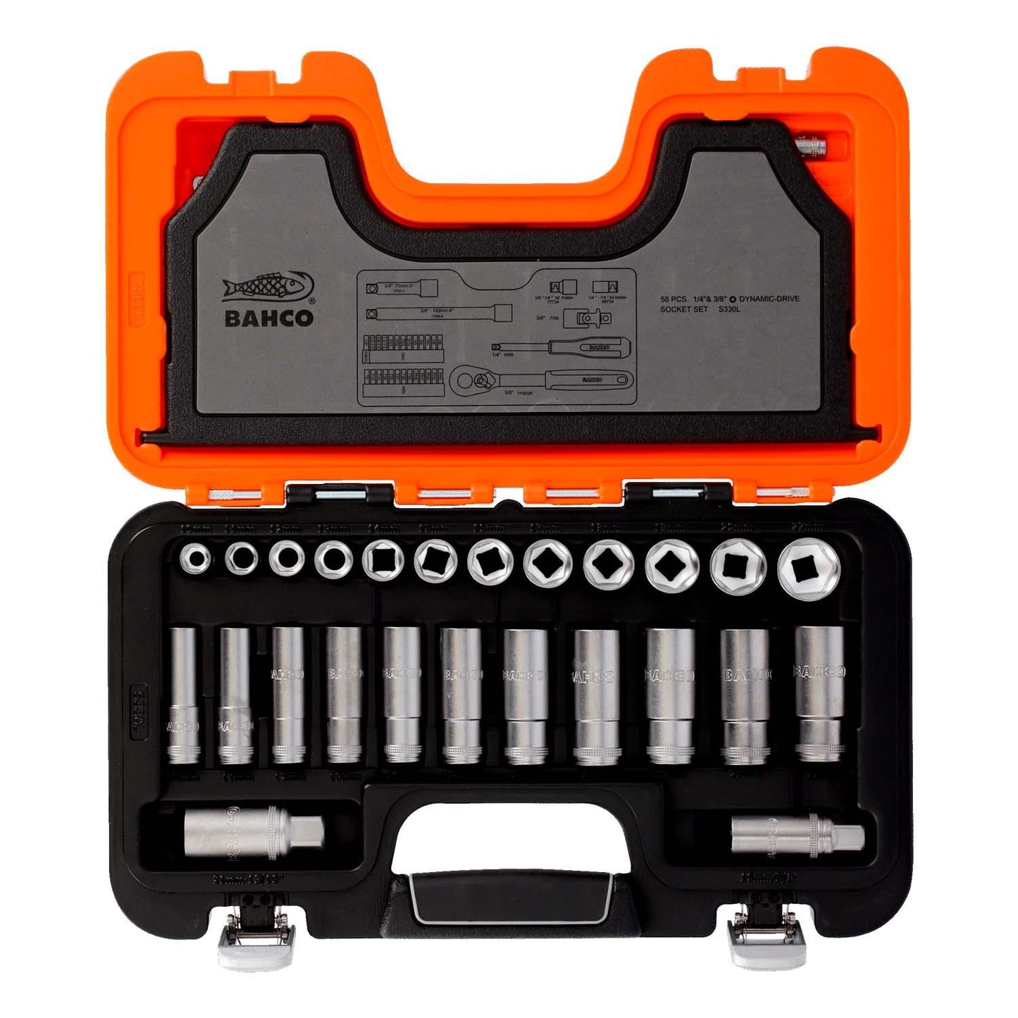 Juego de Dados Largos y Cortos 3/8'' + Puntas 53 Pzas - Bahco - Herram.cl