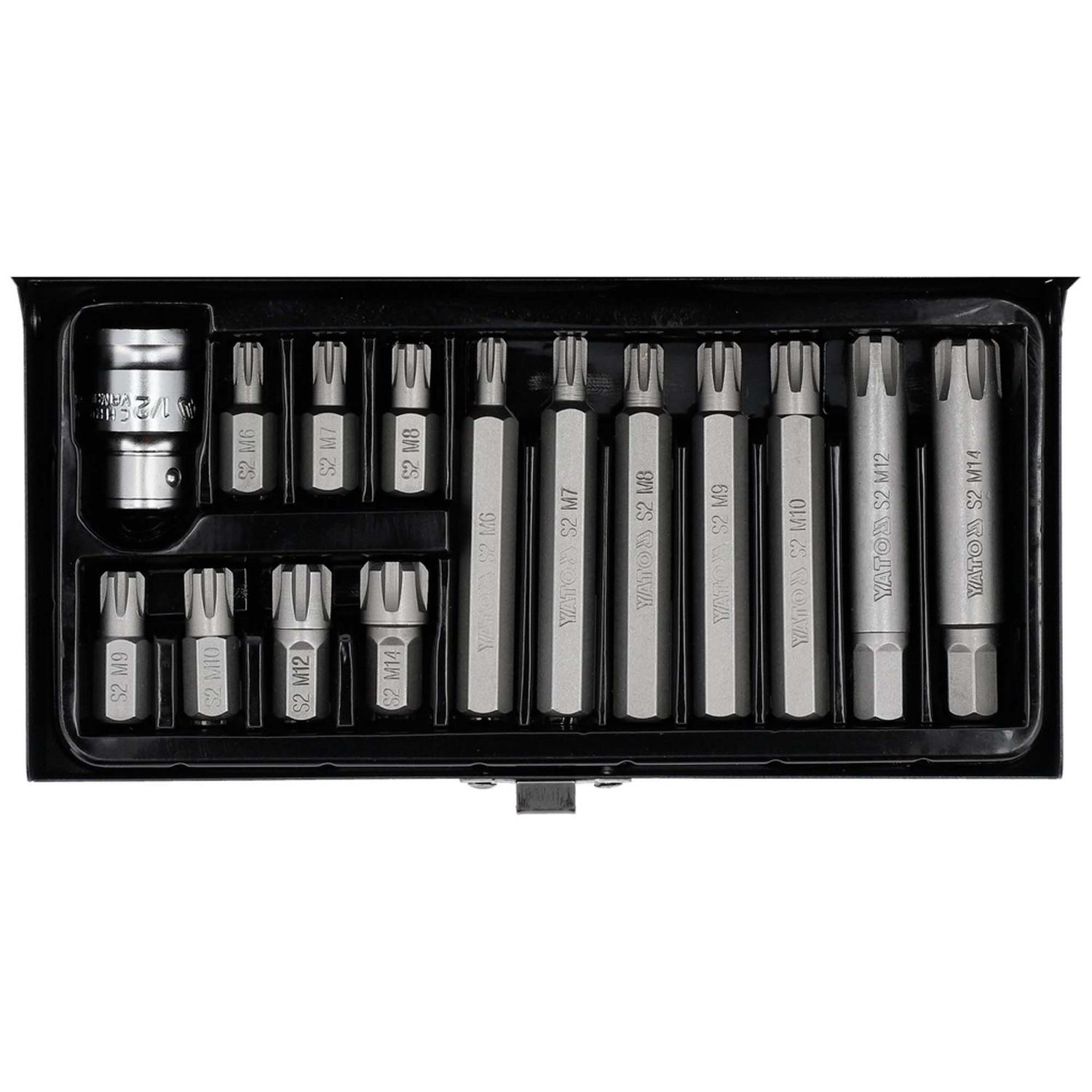 Juego De Puntas Ribe 1/2'', 15 Pzas YT - 0419 - Yato - Herram.cl
