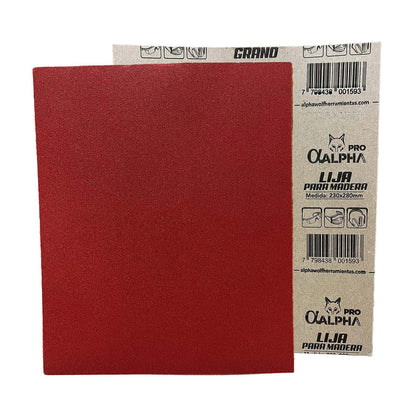 Pack 25 Pliegos de Lija para Madera 230x280mm - Alpha Pro - Herram.cl
