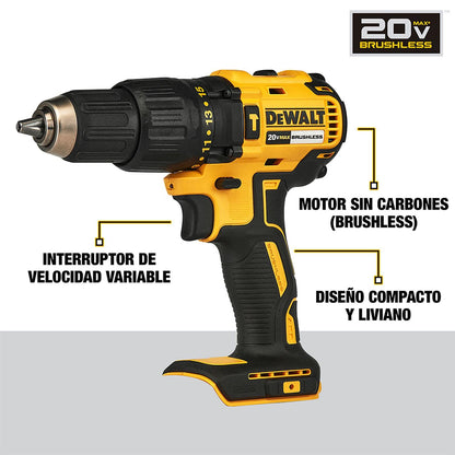 Taladro Percutor 1/2'' 20V Max. 13mm Sin batería - DeWALT - Herram.cl