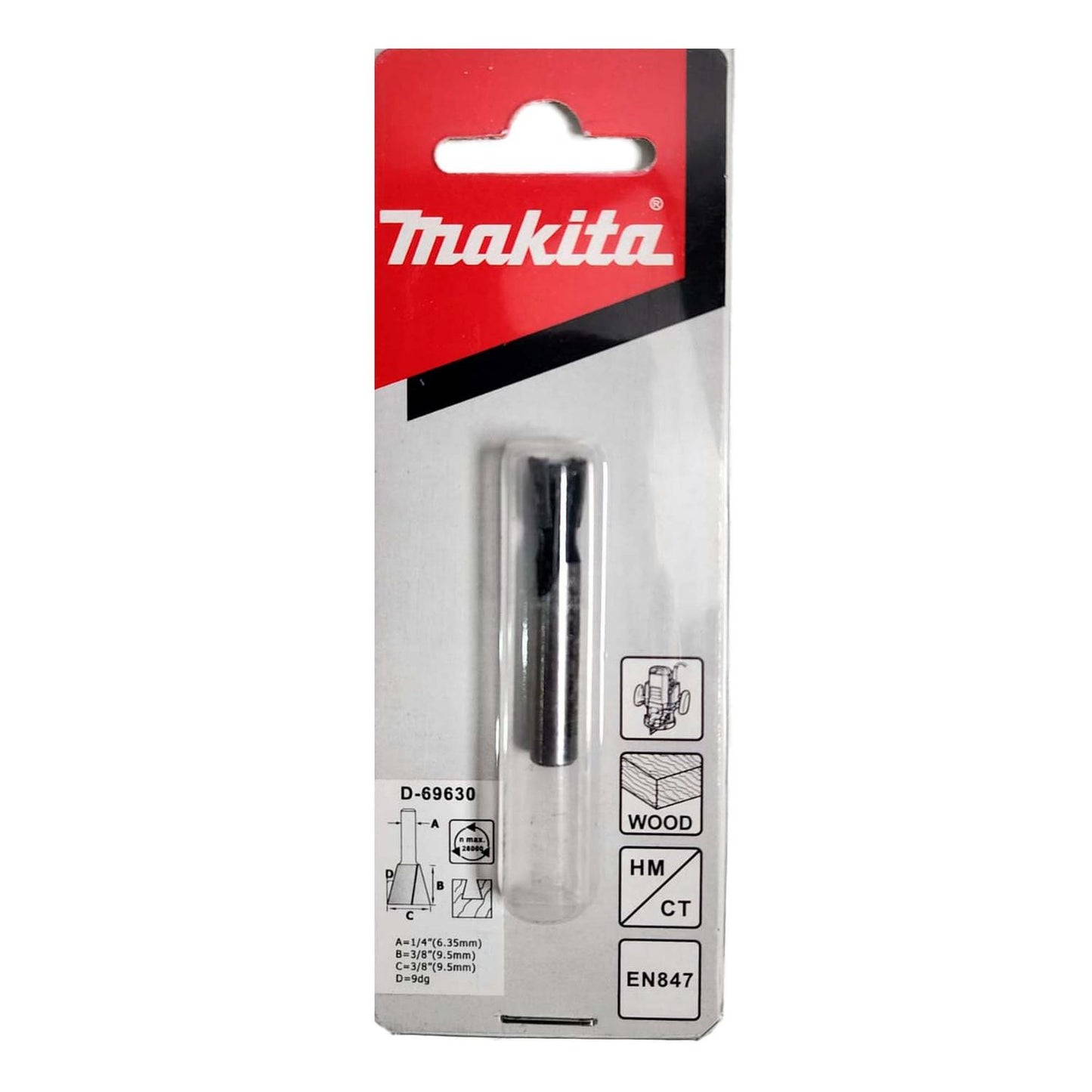 Fresa Cola De Milano 9° x3/8'' x3/8'' Toma 1/4'' - Makita - Herram.cl